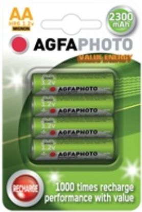 Obrázek AgfaPhoto nabíjecí NiMH baterie AA, 2300mAh, blistr 4ks