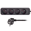 Obrázek Solight prodlužovací přívod, 4 zásuvky, černý, 3m