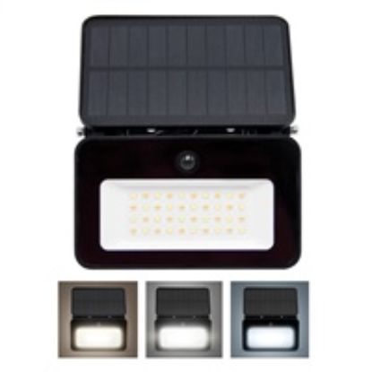 Obrázek Solight LED solární reflektor se senzorem, 6 W, 660lm, 3CCT, Li- Ion, černá