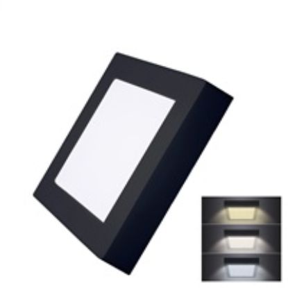 Obrázek Solight LED mini panel CCT, přisazený, 12 W, 900lm, 3000K, 4000K, 6000K, čtvercový, černá barva