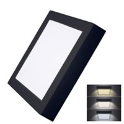 Obrázek Solight LED mini panel CCT, přisazený, 18 W, 1530lm, 3000K, 4000K, 6000K, čtvercový, černá barva