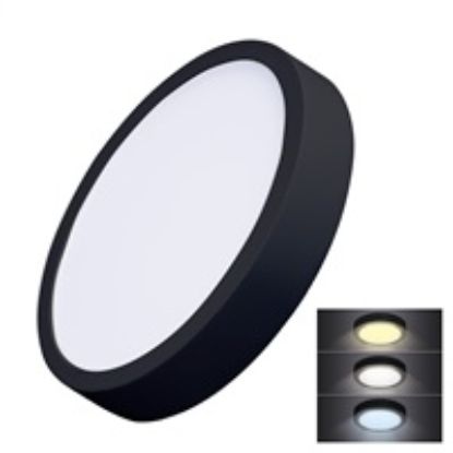 Obrázek Solight LED mini panel CCT, přisazený, 24 W, 1800lm, 3000K, 4000K, 6000K, kulatý, černá barva