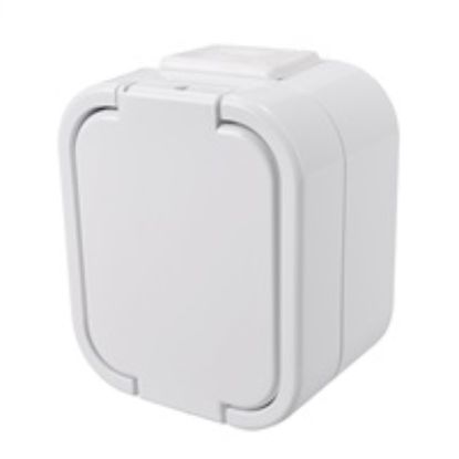 Obrázek Solight zásuvka do vlhka s víčkem, bílá