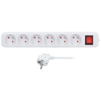 Obrázek Solight prodlužovací přívod 3m, 6 zásuvek, vypínač, 16A/ 3680 W, PVC, bílý