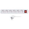 Obrázek Solight prodlužovací přívod 5m, 6 zásuvek, vypínač, 16A/ 3680 W, PVC, bílý