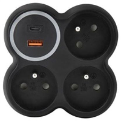 Obrázek Solight rozbočka, 3x 15A, USB A+C rychlonabíječka 20 W PD, matná černá