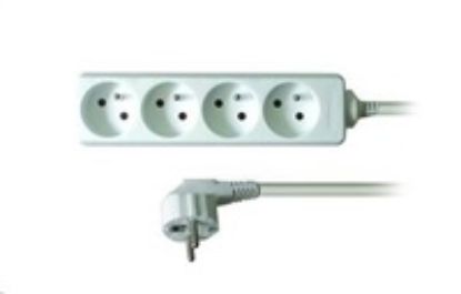 Obrázek Solight predlžovací prívod, 4 zásuvky, biely, 3m