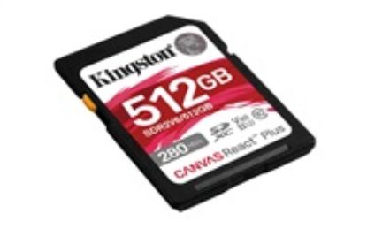 Obrázek Kingston SDXC karta 512 GB Canvas React Plus, UHS- II, U3, V60, R: 280/ W: 150MB/ s