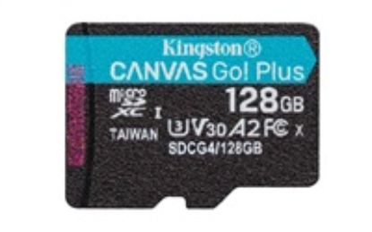 Obrázek Kingston MicroSDXC karta 128 GB Canvas Go! Plus, R: 200/ W: 160MB/ s, Class 10, UHS- I, U3, V30, A2 + Bez Adaptéru