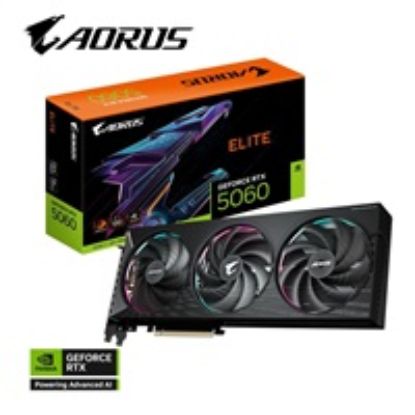 Obrázek GIGABYTE VGA NVIDIA GeForce RTX 5060 AORUS ELITE 8G, 8G GDDR7, 3xDP, 1xHDMI