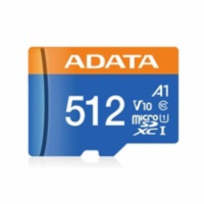 Obrázek ADATA MicroSDXC karta 512 GB Premier UHS- I C10 V10 (R: 100/ W: 25 MB/ s) + SD adaptér