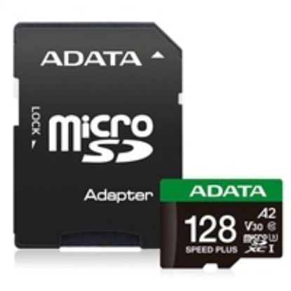 Obrázek ADATA MicroSDXC karta 128 GB Speed Plus, U3, C10, A2, V30 (R: 180/ W: 160 MB/ s) + SD adaptér