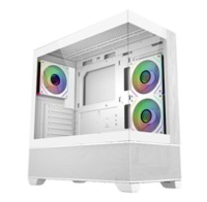Obrázek Cooler Master case Elite 690 Wood, ATX, Průhledná bočnice, 3x 120mm ARGB Fan, Bílá