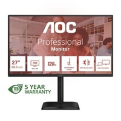 Obrázek AOC MT 27" 27E4CV - 1920 x 1080, IPS, 120 Hz, 1xHDMI, 1xDP, USB hub, USB- C, PD, RJ45, Repro, Pivot