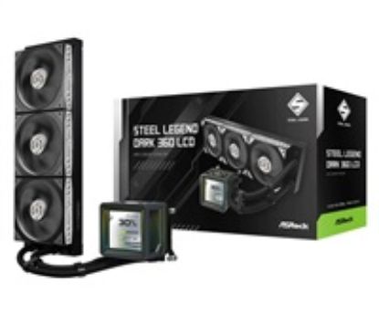 Obrázek ASROCK Vodní chladič Steel Legend Dark 360 LCD, 3 x 120mm, LGA1851, AM5, černá