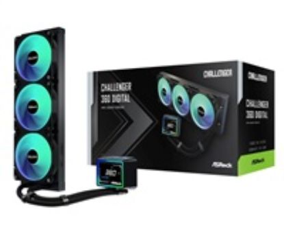 Obrázek ASROCK Vodní chladič Challenger 360 Digital, 3 x 120mm, ARGB, LGA1851, AM5, černá