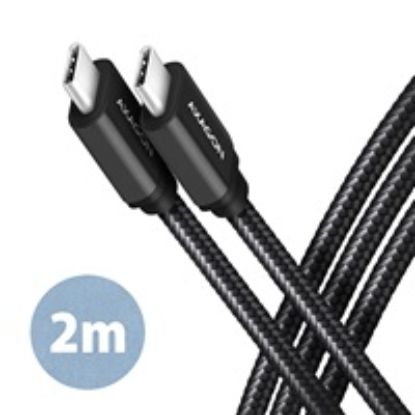 Obrázek AXAGON BUCM3- CM20AB, SPEED kabel USB- C <- > USB- C, 2m, USB 3.2 Gen 1, PD 60 W 3A, ALU, oplet, černý