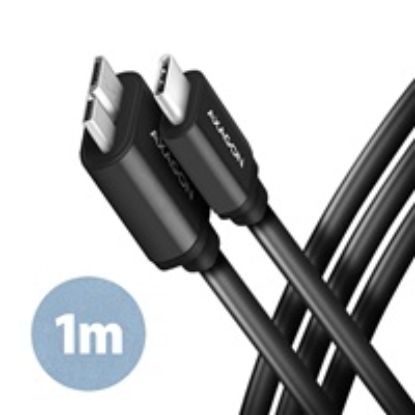 Obrázek AXAGON BUMM3- CM10AB, SPEED kabel Micro- B USB <- > USB- C, 1m, USB 3.2 Gen 1, 3A, ALU, tpe, černý