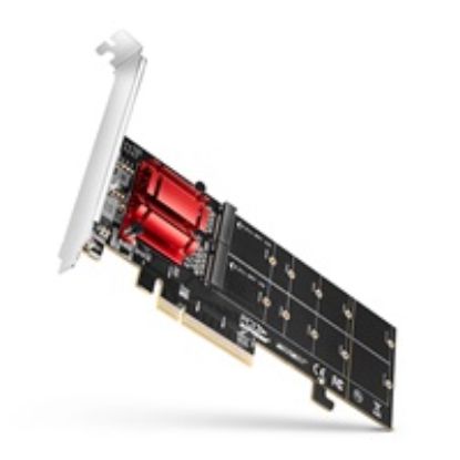 Obrázek AXAGON PCEM2- ND, PCIe x8 řadič - 2x M.2 NVMe M- key slot, RAID, podpora desek bez bifurkace, vč. LP