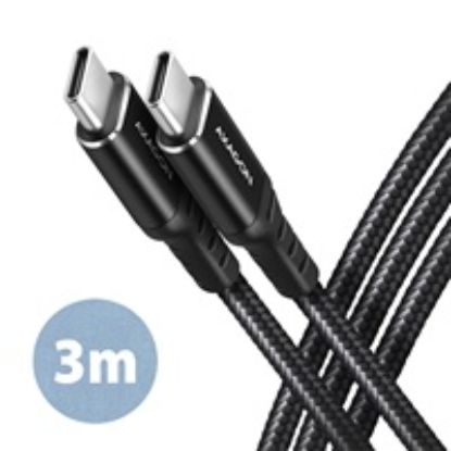 Obrázek AXAGON BUCM- CM30AB, HQ kabel USB- C <- > USB- C, 3m, USB 2.0, PD 60 W 3A, ALU, oplet, černý
