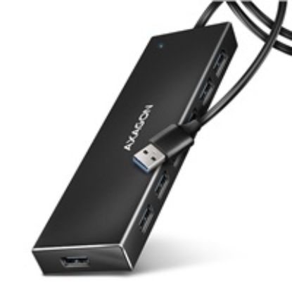 Obrázek AXAGON HUE- F7A, 7x USB 3.2 Gen 1 ALU FLAT CHARGING hub, micro USB napájecí konektor, kabel USB- A 1m