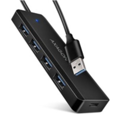Obrázek AXAGON HUE- C1A, 4x USB 5Gbps TRAVEL hub, USB- C napájecí konektor, kabel USB- A 19cm