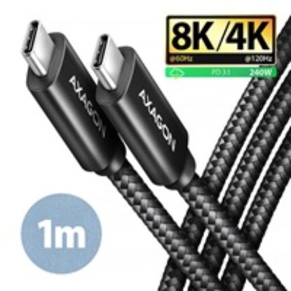 Obrázek AXAGON BUCM4X- CM10AB NewGEN+ kabel USB- C <- > USB- C, 1m, USB4 Gen 3×2, PD 240 W 5A, 8K HD, ALU, oplet, černý