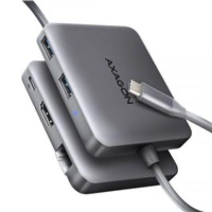 Obrázek AXAGON HMC- 5HL USB 5Gbps hub, 2x USB- A, HDMI 4k/ 60 Hz, RJ- 45 GLAN, PD 100 W, kabel USB- C 20cm