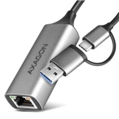 Obrázek AXAGON ADE- TXCA, USB- C + USB- A 3.2 Gen 1 - Gigabit Ethernet síťová karta, Asix AX88179, auto instal