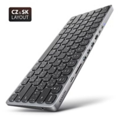 Obrázek AXAGON HMC- KB- CS, USB 5Gbps hub s CZ/ SK klávesnicí, HDMI 4K/ 60 Hz, 3x USB- A, SD/ mSD, audio, PD 100 W, kabel USB…