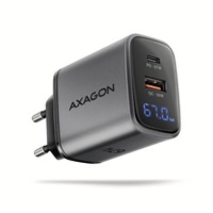 Obrázek AXAGON ACU- PQ67D GaN nabíječka do sítě 67 W, USB- A + USB- C, PD3.0/ PPS/ QC4+/ SFC2.0/ Apple, LCD display