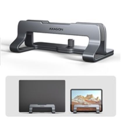 Obrázek AXAGON STND- VG vertikální hliníkový stojan na notebook 10"- 17.3" nastavitelný rozestup, šedý