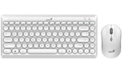 Obrázek GENIUS set klávesnice s myší LuxeMate Q8000 White/ Bezdrátový set 2, 4GHz mini receiver/ USB/ bílá/ retro design/ CZ+SK…