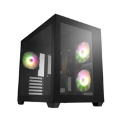 Obrázek Fortron skříň Midi Tower CMT380B, průhledná bočnice, ATX, 3x RGB větrák, černá