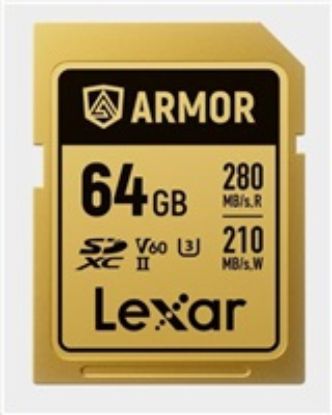 Obrázek Lexar SDXC ARMOR Gold UHS- II U3, Stainless Steel, IP68 R280/ W210 (V60) 64 GB