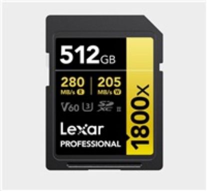 Obrázek Lexar SDXC Pro 1800x U3 UHS- II R280/ W210 (V60) 512 GB