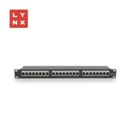 Obrázek LYNX 19" patch panel 24- port, STP Cat6a, 50µ, stíněný, černý