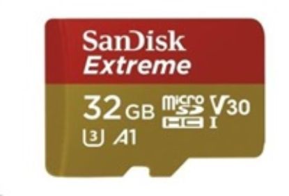 Obrázek SanDisk MicroSDHC karta 32 GB Extreme (100MB/ s, Class 10, UHS- I U3 V30) + adaptér