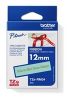 Obrázek BROTHER TZE- RM34 - kazeta TZ šířky 12mm, TEXTILNÍ páska 4m- pro tvorbu dárků - NELEPÍCÍ - MÁTOVÁ PÁSKA ZLATÝ POTISK…