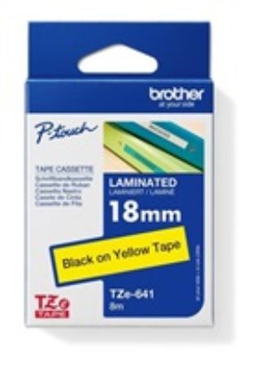 Obrázek BROTHER TZE641 - kazeta TZ šířky 18mm, laminovaná TZE- 641, žlutá/ černé písmo