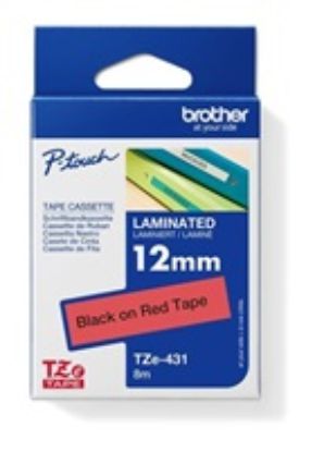 Obrázek BROTHER TZE431 - kazeta TZ šířky 12mm, laminovaná TZE- 431, červená/ černé písmo
