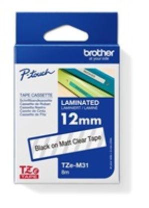 Obrázek BROTHER TZEM31 - kazeta TZ šířky 12mm, laminovaná TZE- M31, průsvitná matná/ černé písmo