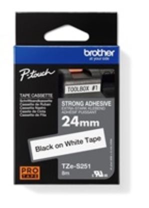 Obrázek BROTHER TZES251 - kazeta TZ šířky 24mm, extrémně adhesivní llamino TZE- S251, bílá/ černé písmo