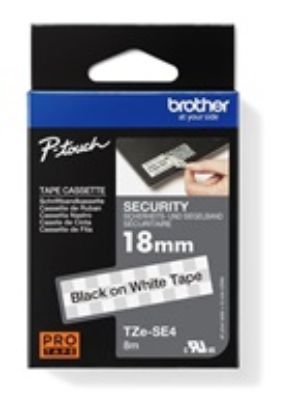 Obrázek BROTHER TZESE4 - kazeta TZ šířky 18mm, laminovaná TZE- SE4, bílá plombovací páska