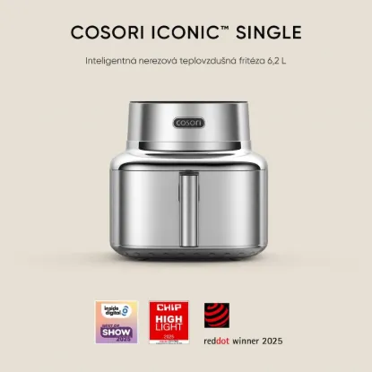 Obrázek Cosori Iconic Single chytrá horkovzdušná fritéza 6, 2 L nerez