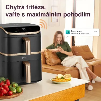 Obrázek Cosori Turbo Tower Pro chytrá horkovzdušná fritéza 10, 8l černá