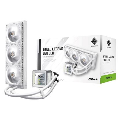 Obrázek ASROCK Vodní chladič Steel Legend 360 LCD, 3 x 120mm, LGA1851, AM5, bílá