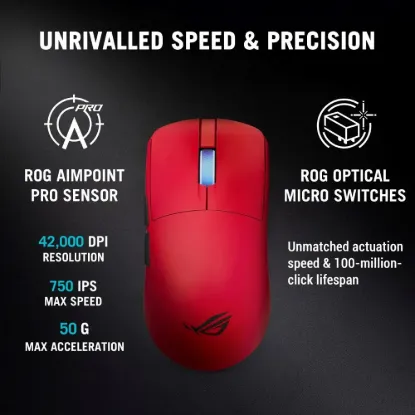 Obrázek ASUS Herní myš ROG Harpe II Ace, Bezdrátová, červená