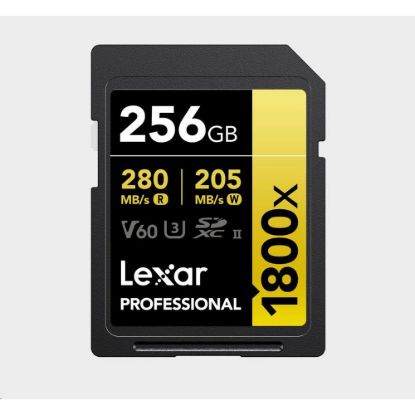 Obrázek Lexar SDXC Pro 1800x U3 UHS- II R280/ W210 (V60) 256 GB