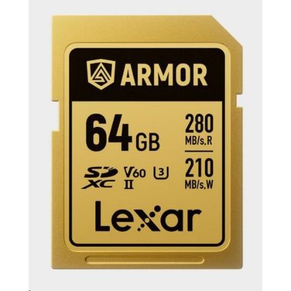 Obrázek Lexar SDXC ARMOR Gold UHS- II U3, Stainless Steel, IP68 R280/ W210 (V60) 64 GB